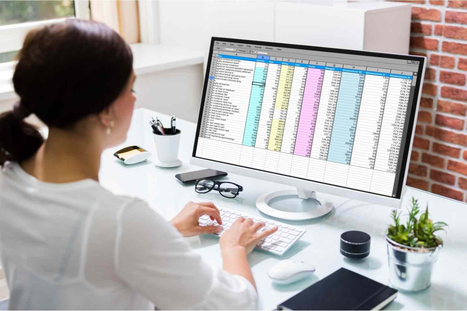 businesswoman working with spreadsheet